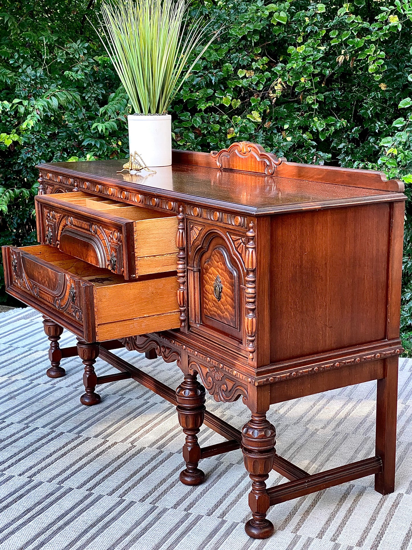 Vintage Wooden Buffet Credenza