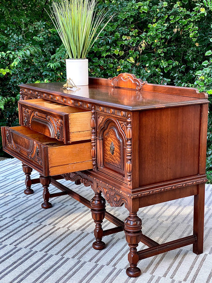 Vintage Wooden Buffet Credenza