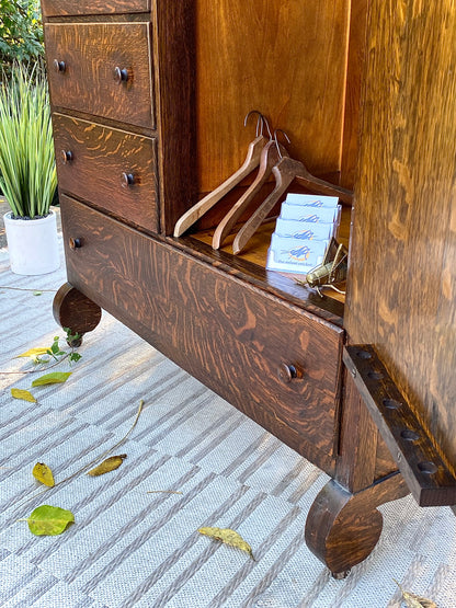 Vintage Arts & Crafts Tiger Oak Cabinet