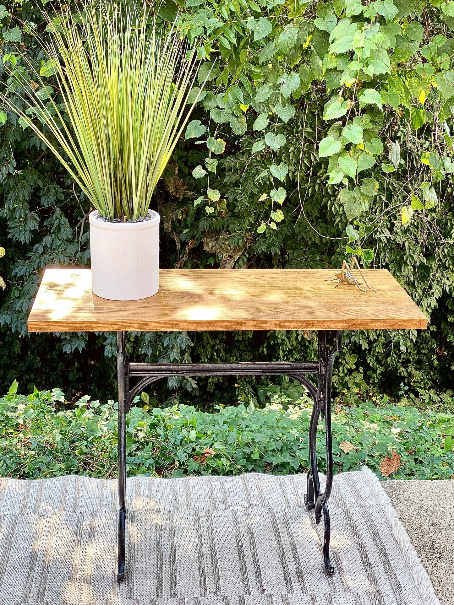 Solid Wood & Cast Iron Hallway Table