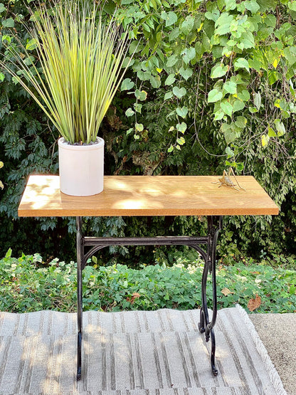 Solid Wood & Cast Iron Hallway Table
