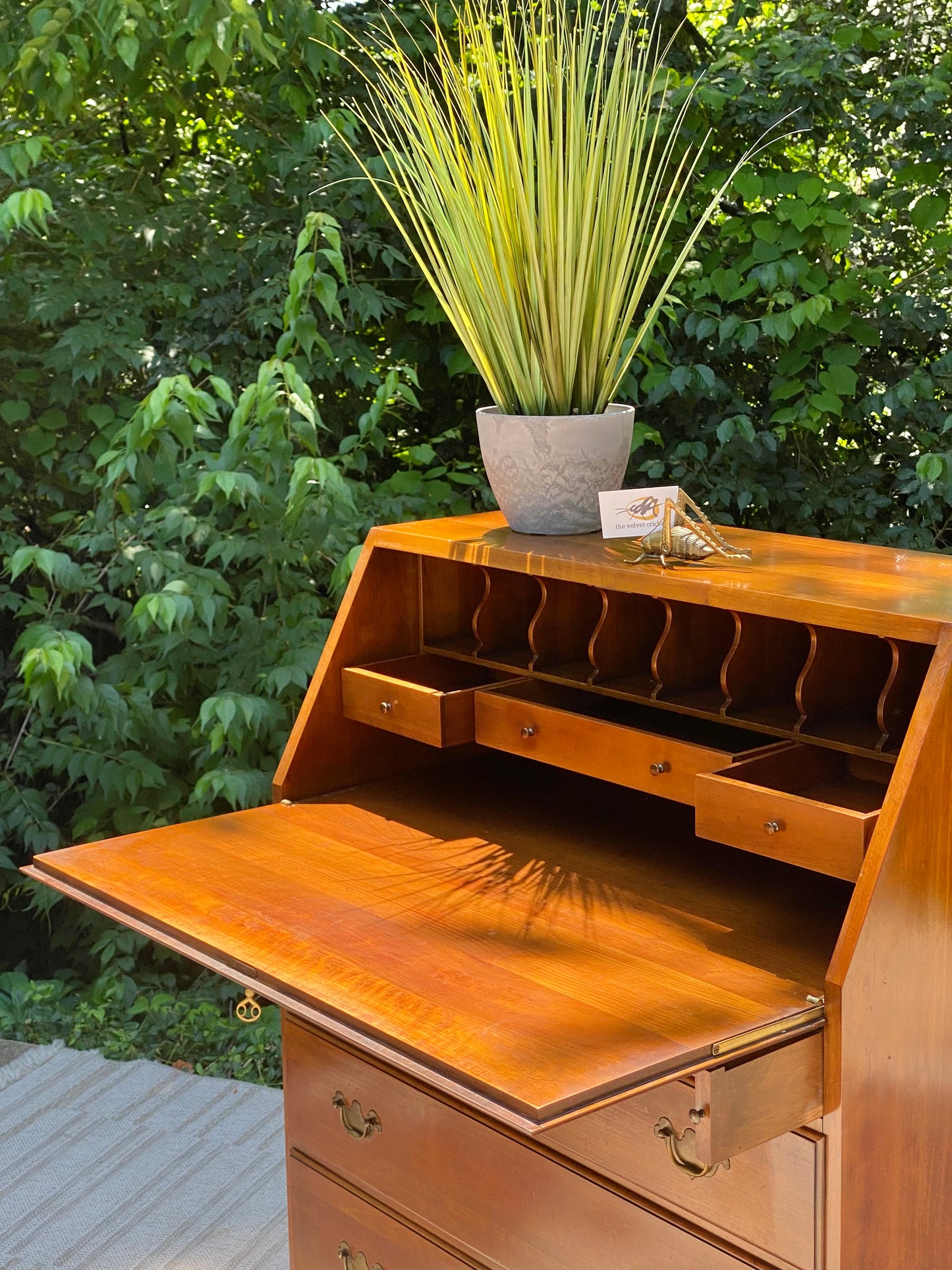 Vintage Mabry Mill Solid Cherry Secretary Desk