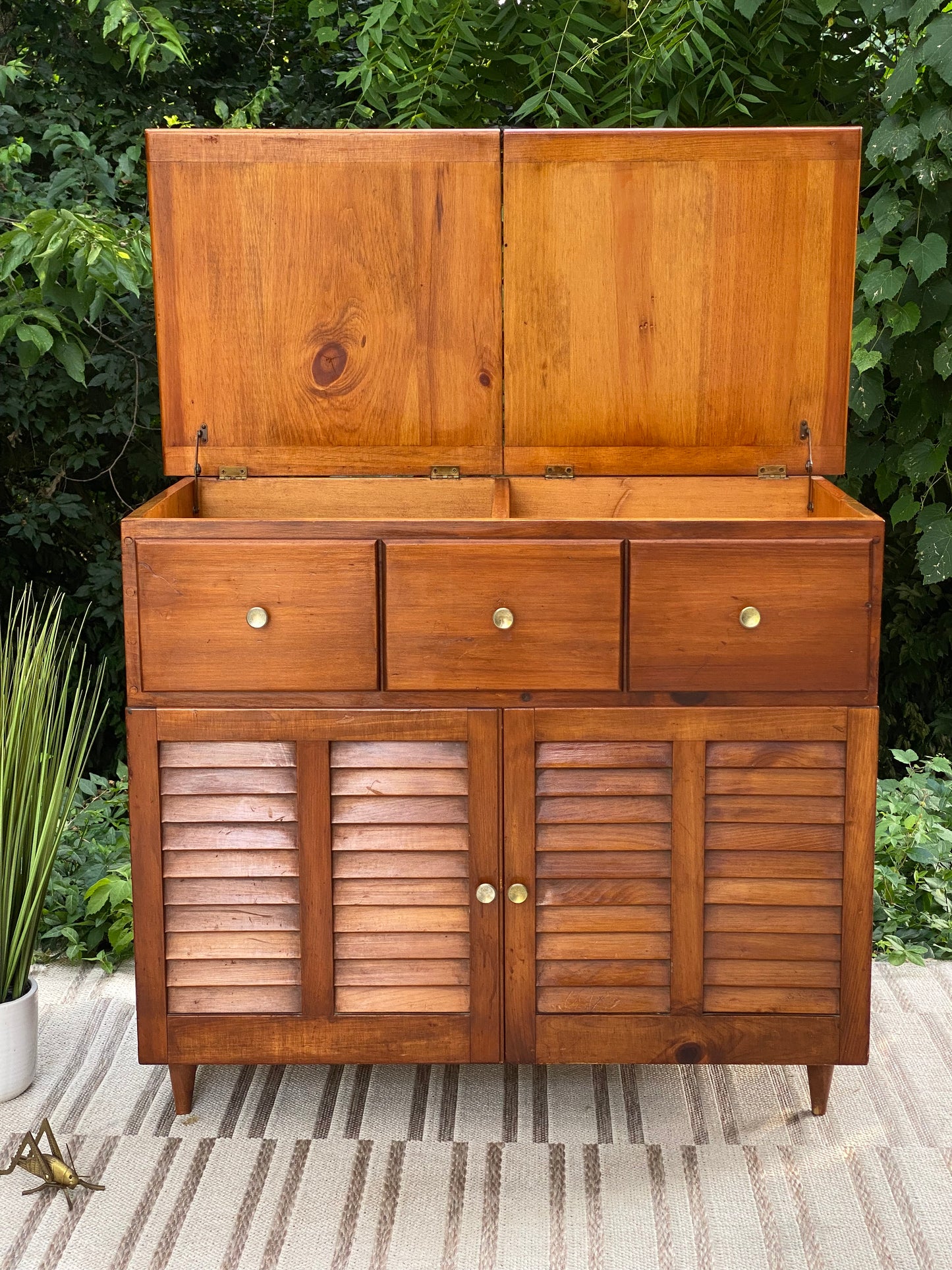 Vintage MCM Pine Bar Cabinet