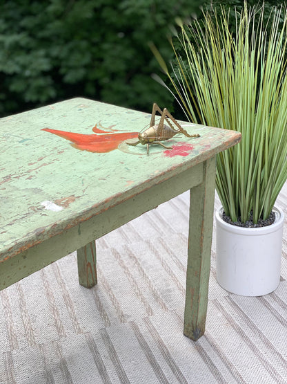 Small Primitive Green Painted Table