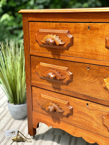 Vintage Wooden Pine Cone 3 Drawer Dresser