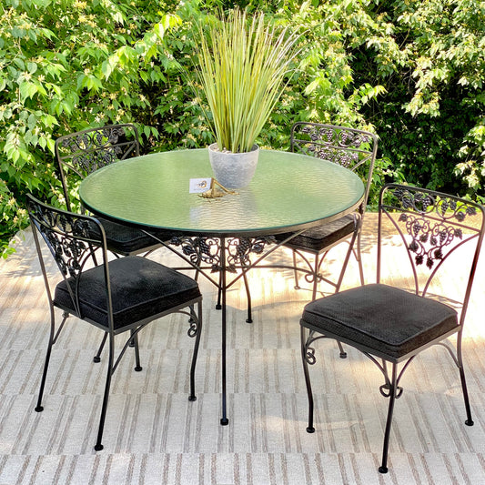 Vintage Woodard Grapevine Glass Top Patio Set
