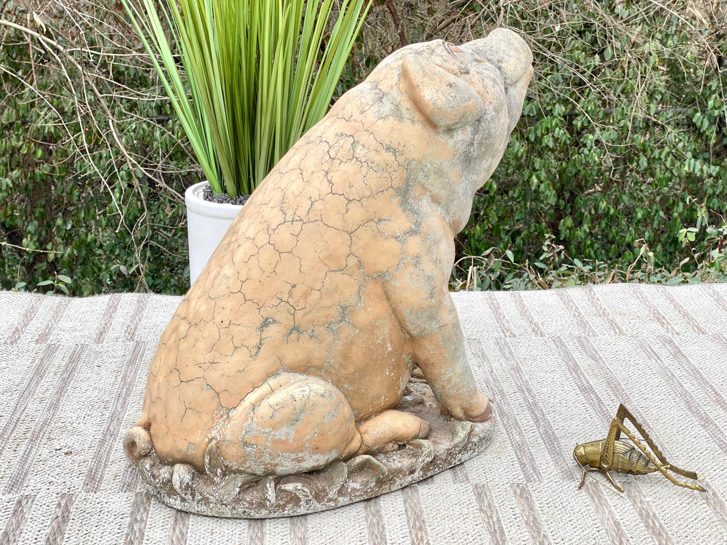 Vintage Concrete Pig Statue