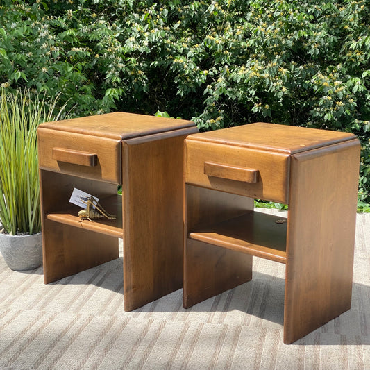 Vintage Russell Wright Conant Ball Wooden Nightstands