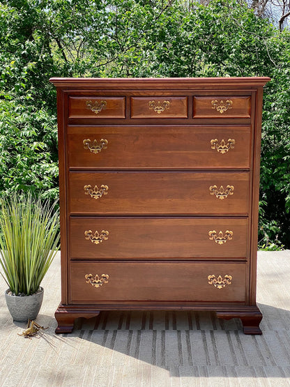 Vintage Link Taylor Solid Cherry 7 Drawer Highboy Dresser