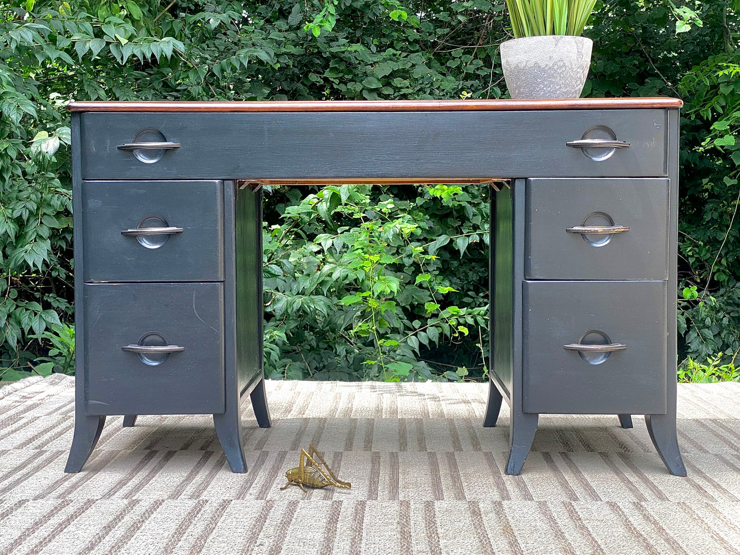 Vintage Virginia House Painted 5 Drawer Desk