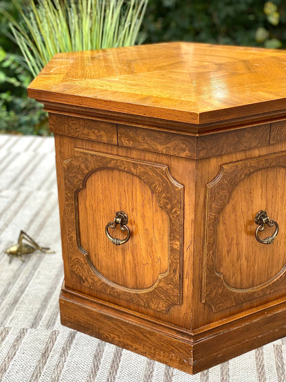 Vintage Wooden Hexagon Side Table