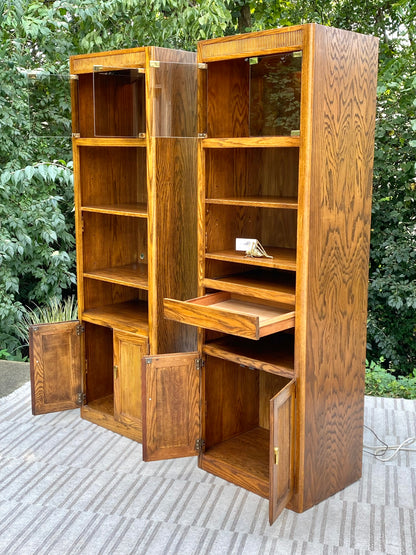 Pair of Vintage Lighted Bookcase Cabinets