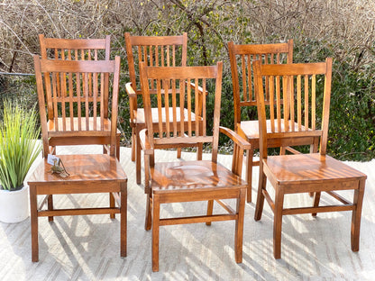 Set of 6 Wooden Arts & Crafts Style Chairs
