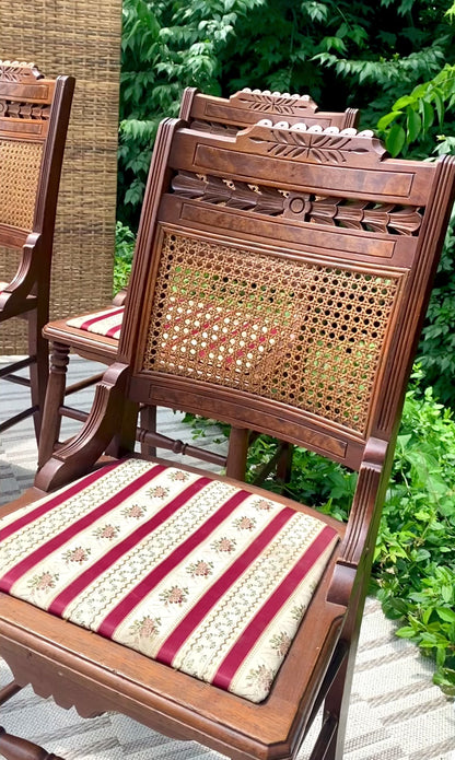 4 Antique Carved Walnut Accent Chairs