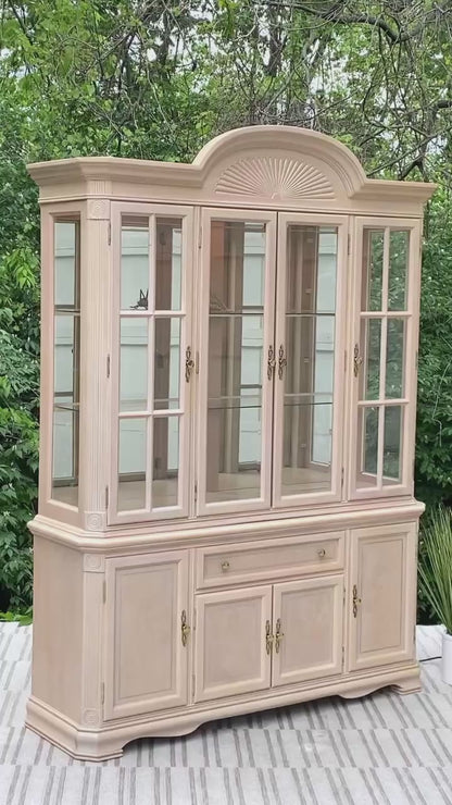 Lighted 2 Piece Wood & Glass Hutch