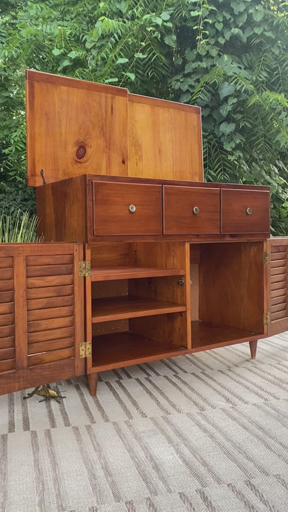 Vintage MCM Pine Bar Cabinet