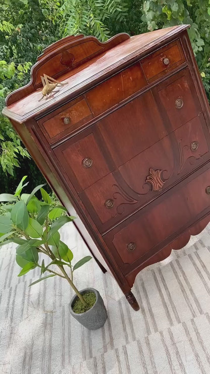 Vintage Walnut 4 Drawer Dresser