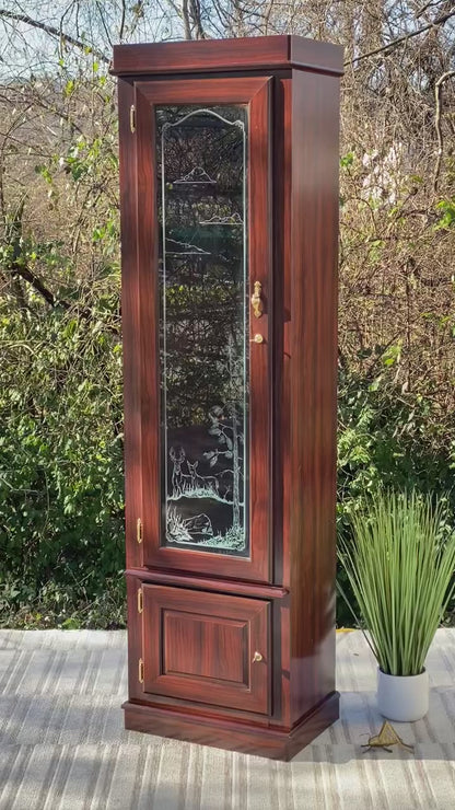 Vintage Wooden Glass Gun Cabinet