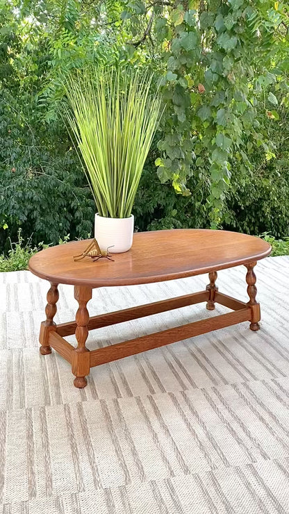 Vintage Solid Wood Oval Coffee Table