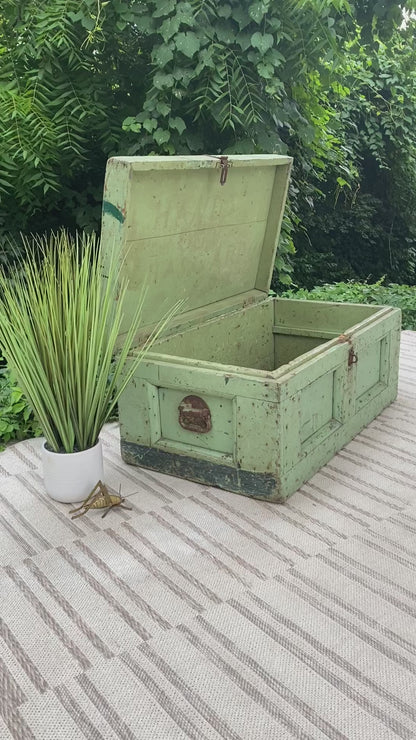 Antique Green Rustic Trunk