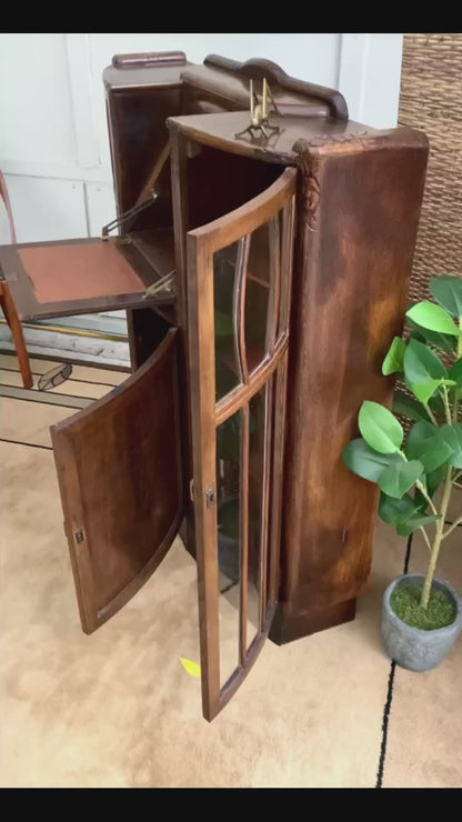 Antique TC Dunning Art Deco Secretary Display Bookcase