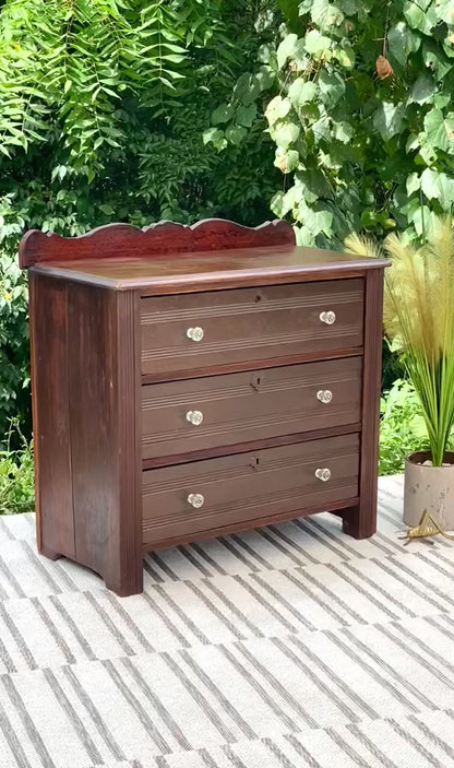 Vintage Solid Wood 3 Drawer Cabinet