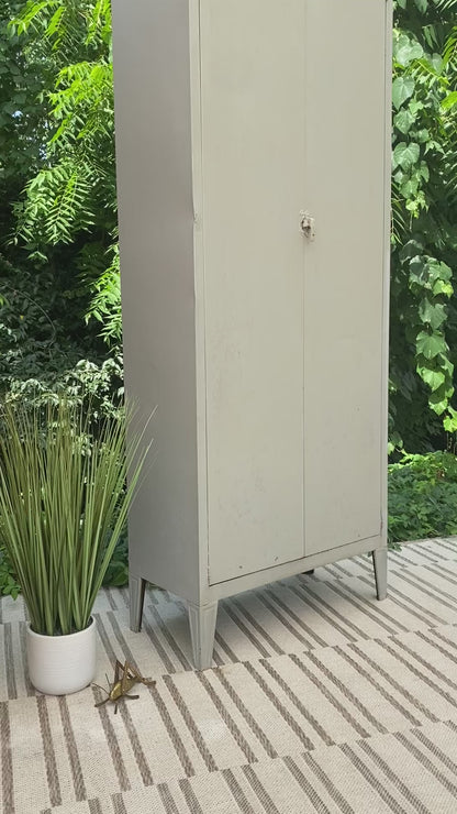 Vintage Light Grey Metal Cabinet