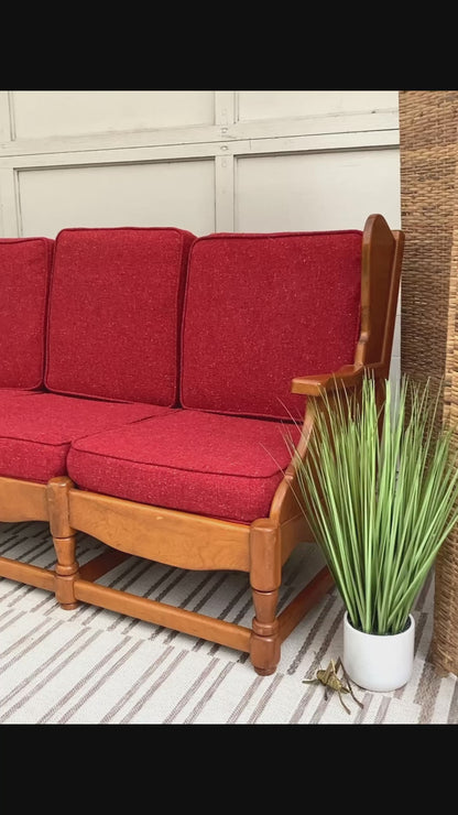 Vintage Red 3 Seat Sofa